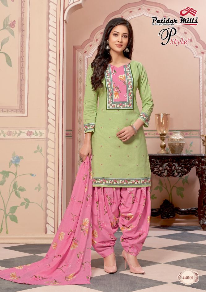 Patidar P Style 44 Regular Wear Printed Cotton Dress Material Collection